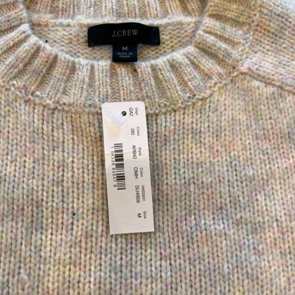 J. Crew Marled Pink Blue White Wool Sweater Size Medium - Picture 6 of 10